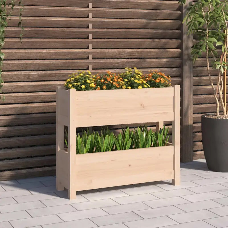 Houten plantenbak van massief grenenhout voor binnen en buiten gebruik - Naturel / 77 x 25 x 66 cm / 1 - Bloempotten &