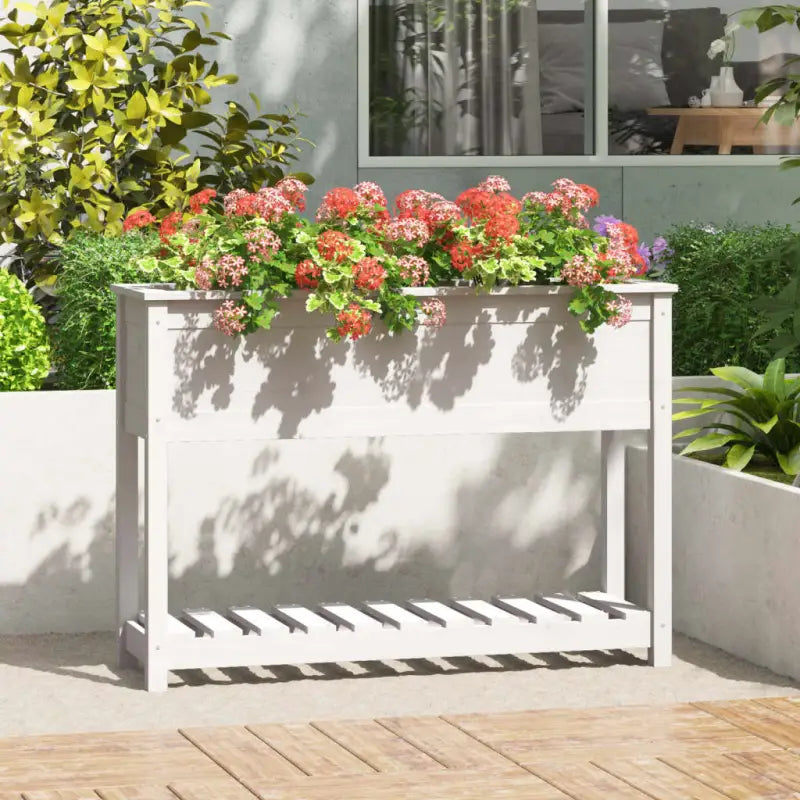 Houten plantenbak van massief grenenhout voor binnen en buiten - Wit / 111.5 x 34.5 x 81 cm / 1 - Bloempotten &