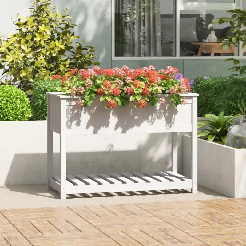 Houten plantenbak van massief grenenhout voor binnen en buiten - Wit / 111.5 x 54 x 81 cm / 1 - Bloempotten &