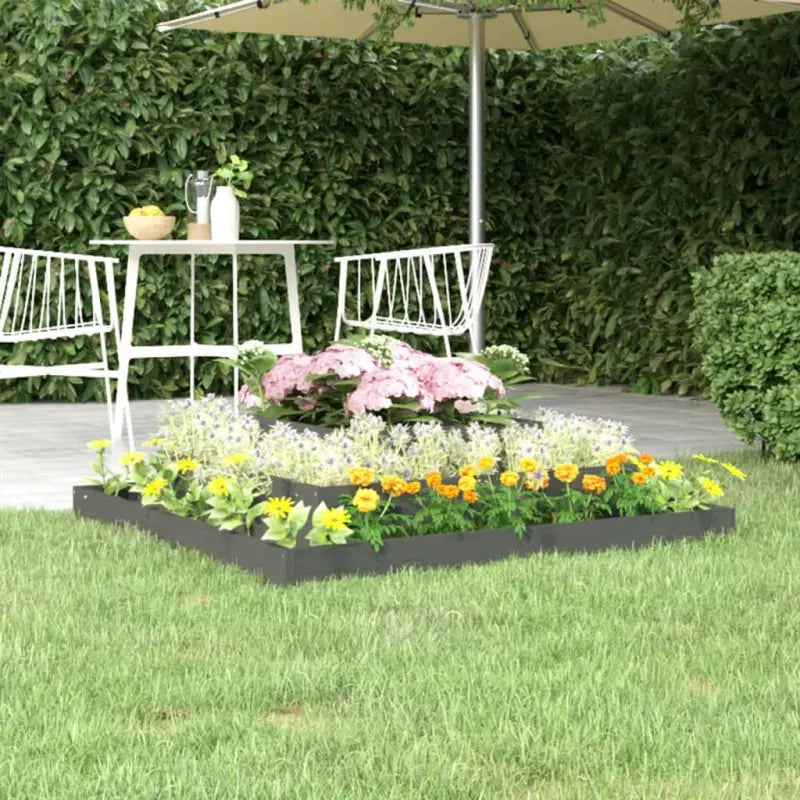 Houten plantenbak van massief grenenhout voor bloemen en planten - Grijs grenenhout / 110 x 110 x 27 cm / 1