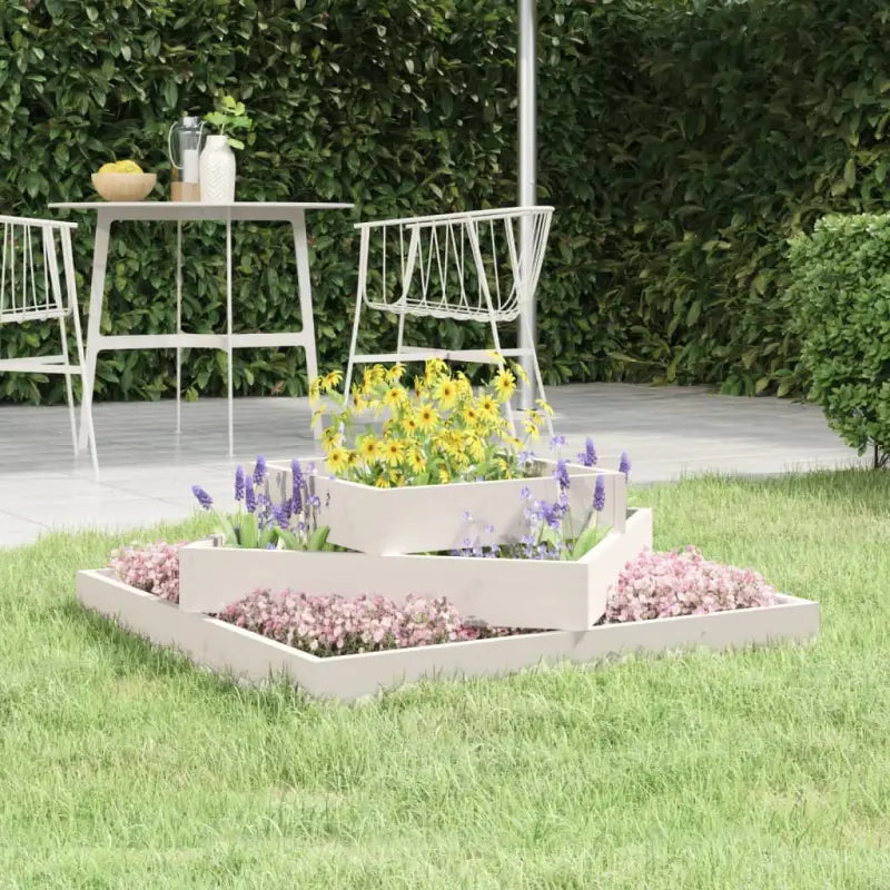 Houten plantenbak van massief grenenhout voor bloemen en planten - Wit grenenhout / 83 x 83 x 27 cm / 1 - Bloempotten &