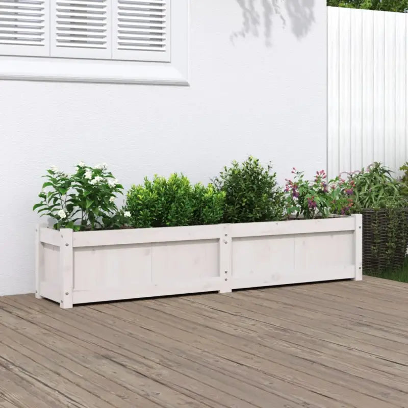 Houten plantenbak van massief grenenhout voor tuin en balkon decoratie - Wit grenenhout / 1 - Bloempotten &