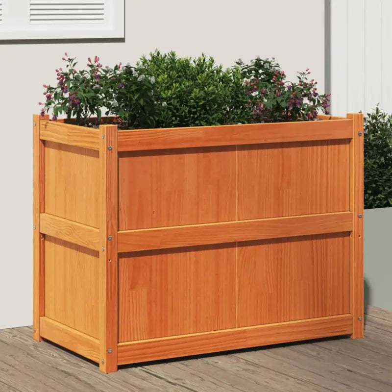 Houten plantenbak van massief grenenhout voor tuin en balkon - Bruingrenen / 1 - Bloempotten & plantenbakken