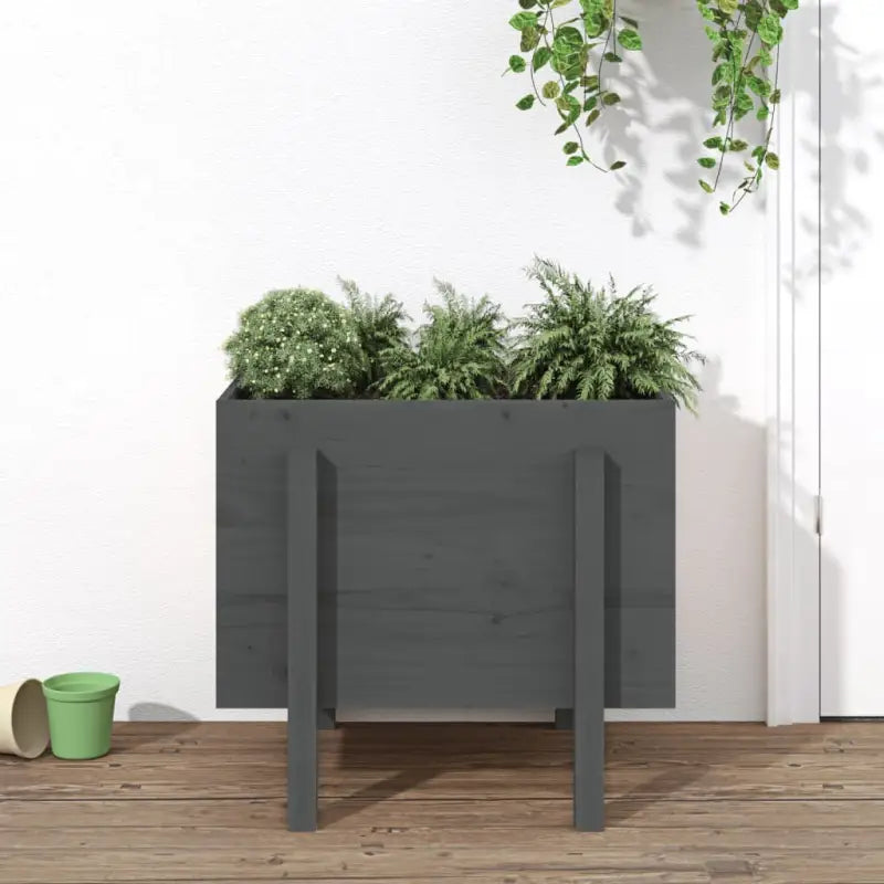 Houten plantenbak van massief grenenhout voor tuin en balkon - Grijs grenenhout / 62 x 50 x 57 cm / 1 - Bloempotten &