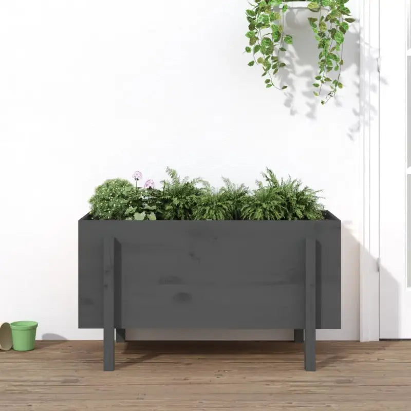 Houten plantenbak van massief grenenhout voor tuin en balkon - Grijs grenenhout / 101 x 50 x 57 cm / 1 - Bloempotten &