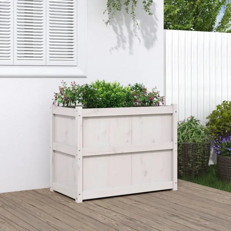 Houten plantenbak van massief grenenhout voor tuin en balkon - Wit grenenhout / 1 - Bloempotten & plantenbakken