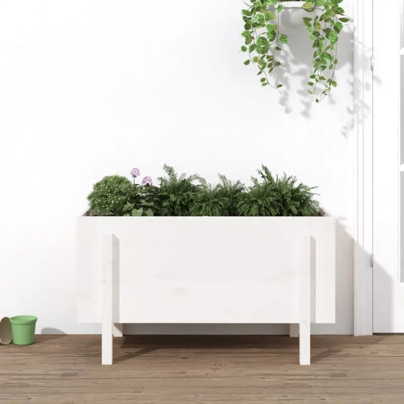 Houten plantenbak van massief grenenhout voor tuin en balkon - Wit grenenhout / 101 x 50 x 57 cm / 1 - Bloempotten &
