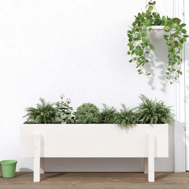 Houten plantenbak van massief grenenhout voor tuin en balkon - Wit grenenhout / 101 x 30 x 38 cm / 1 - Bloempotten &