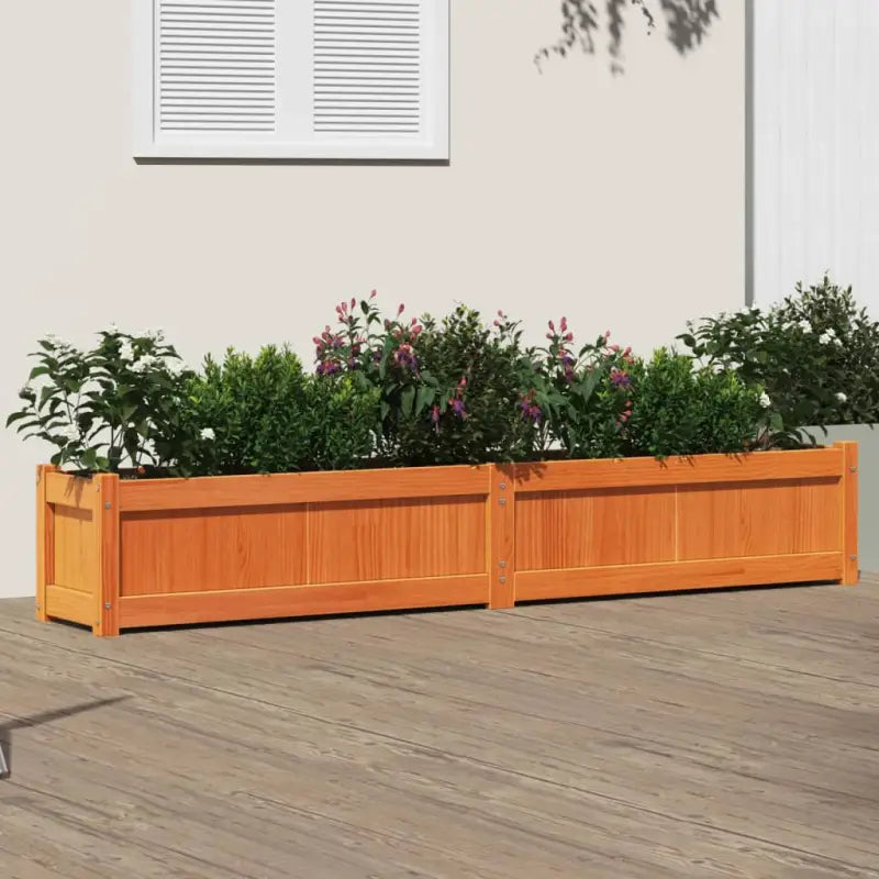 Houten plantenbakken van massief grenenhout voor tuin en balkon - Bruingrenen / 1 - Bloempotten & plantenbakken