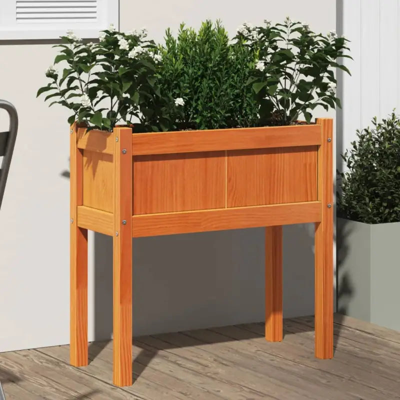 Houten plantenbakken van massief grenenhout voor tuin en terras - Bruingrenen / 1 - Bloempotten & plantenbakken