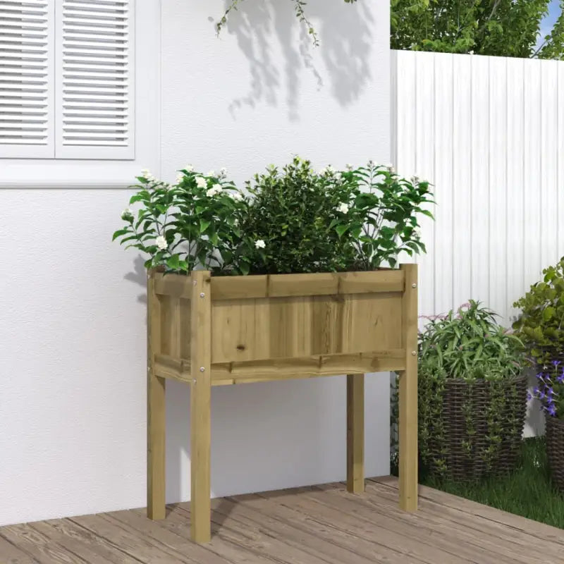 Houten plantenbakken van massief grenenhout voor tuin en terras - Naturel geïmpregneerd / 1 - Bloempotten &