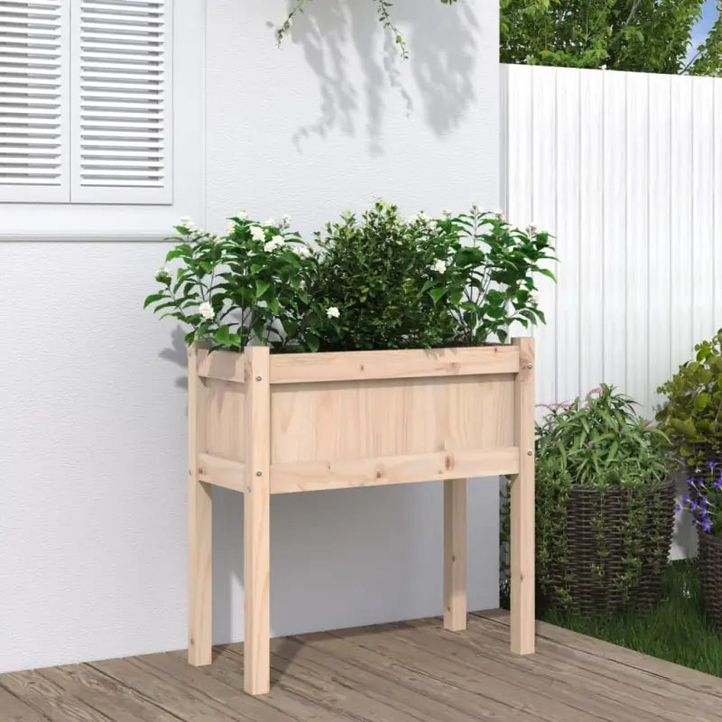 Houten plantenbakken van massief grenenhout voor tuin en terras - Natuurlijk grenenhout / 1 - Bloempotten &
