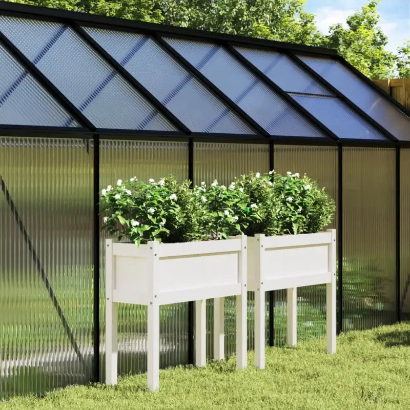 Houten plantenbakken van massief grenenhout voor tuin en terras - Wit grenenhout / 2 - Bloempotten & plantenbakken