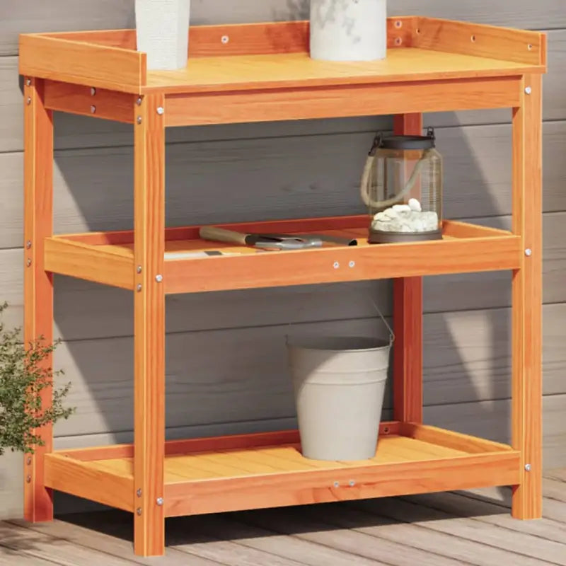 Houten Plantenstandaard van massief grenenhout voor binnen en buiten - Bruin / 82,5 x 45 x 86,5 / 1 - Plantenstandaarden
