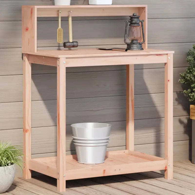Houten Plantenstandaard van massief grenenhout voor binnen en buiten - Natuurlijk douglashout / 82,5 x 50 x 109,5 cm