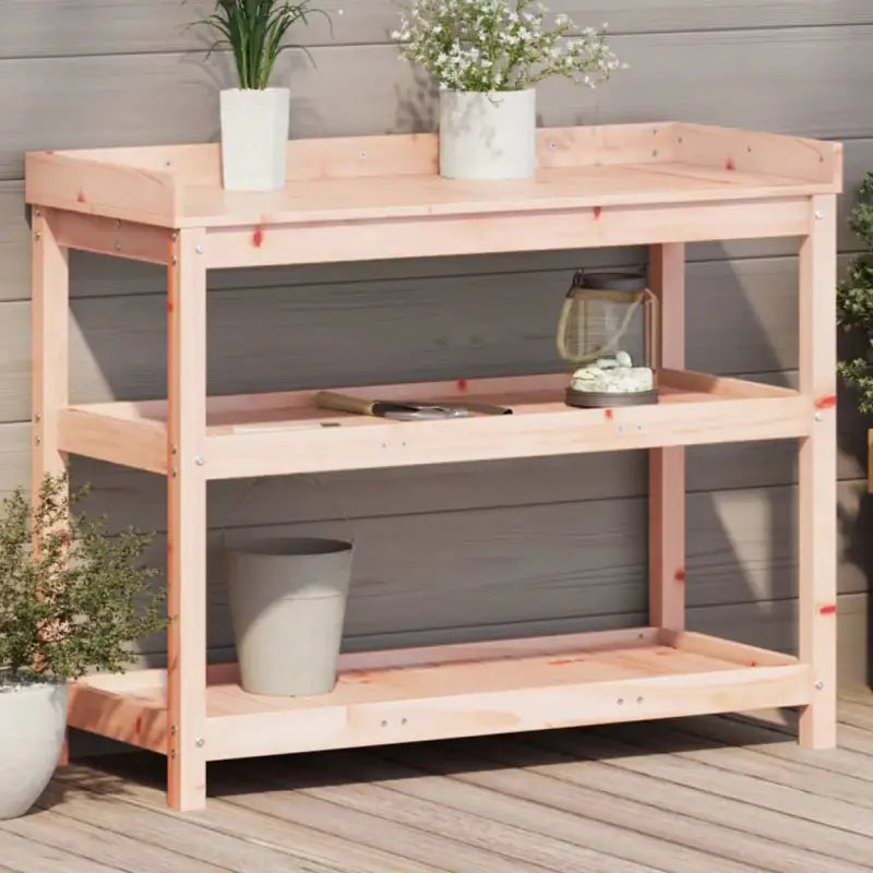 Houten Plantenstandaard van massief grenenhout voor binnen en buiten - Natuurlijk douglashout / 108 x 45 x 86,5 cm / 1