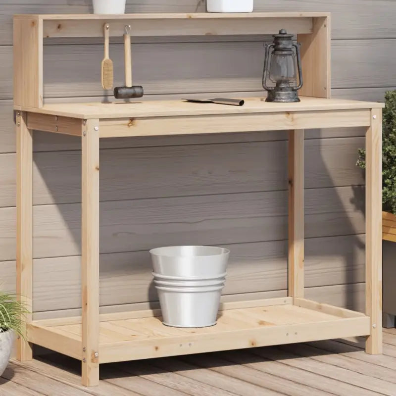 Houten Plantenstandaard van massief grenenhout voor binnen en buiten - Natuurlijk grenenhout / 108 x 50 x 109,5 cm / 1