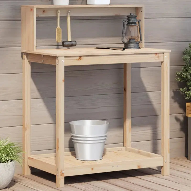 Houten Plantenstandaard van massief grenenhout voor binnen en buiten - Natuurlijk grenenhout / 82,5 x 50 x 109,5 cm / 1