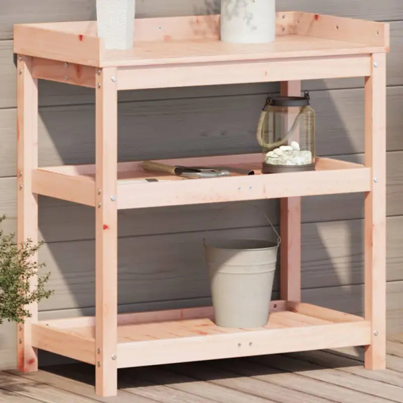 Houten Plantenstandaard van massief grenenhout voor binnen en buiten - Natuurlijk douglashout / 82,5 x 45 x 86,5 / 1