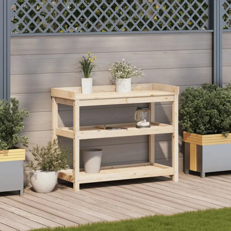 Houten Plantenstandaard van massief grenenhout voor binnen en buiten - Plantenstandaarden