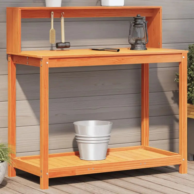 Houten Plantenstandaard van massief grenenhout voor binnen en buiten - Bruin / 108 x 50 x 109,5 cm / 1