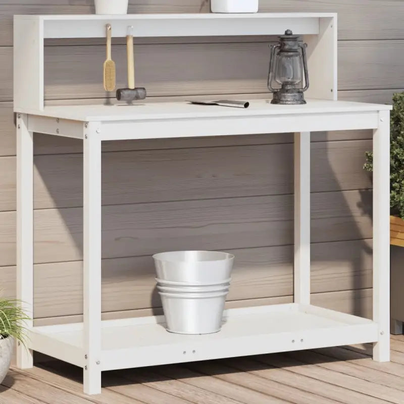 Houten Plantenstandaard van massief grenenhout voor binnen en buiten - Wit / 108 x 50 x 109,5 cm / 1