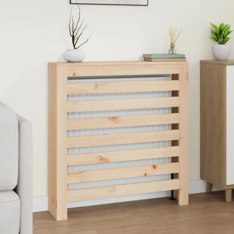 Houten radiatorombouw van massief grenenhout voor decoratie en extra plankruimte - Naturel / 79.5 x 19 x 84 cm / 1