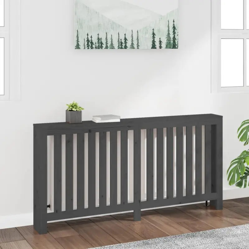 Houten radiatorombouw van massief grenenhout voor extra stijl en functionaliteit - Grijs / 169 x 19 x 84 cm / 1