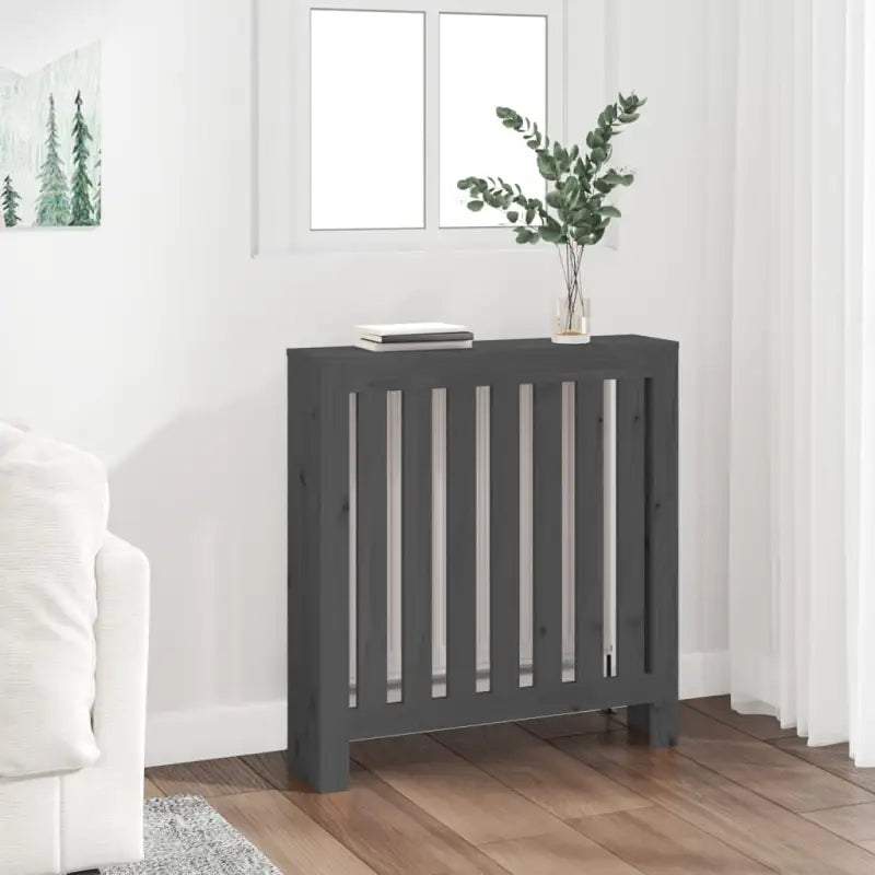 Houten radiatorombouw van massief grenenhout voor extra stijl en functionaliteit - Grijs / 79.5 x 19 x 84 cm / 1