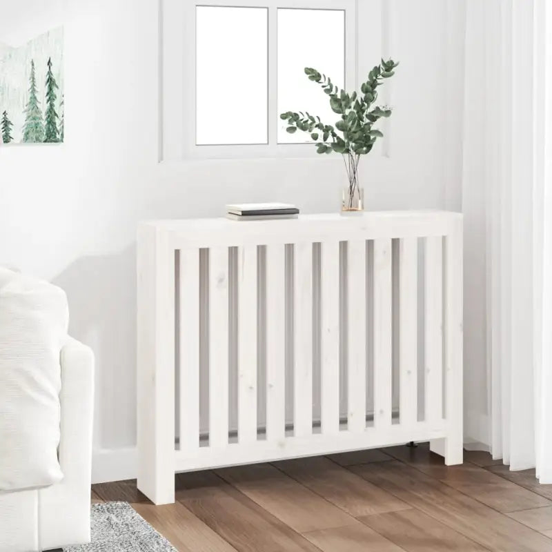 Houten radiatorombouw van massief grenenhout voor extra stijl en functionaliteit - Wit / 108.5 x 19 x 84 cm / 1