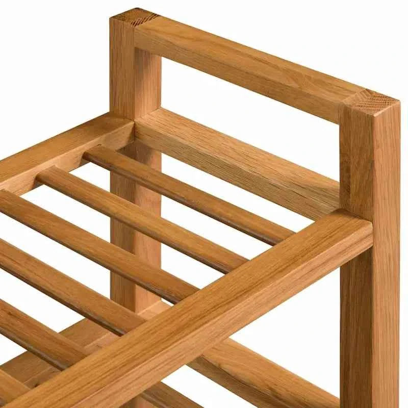 Houten schoenenrek van massief eikenhout met rustieke stijl
