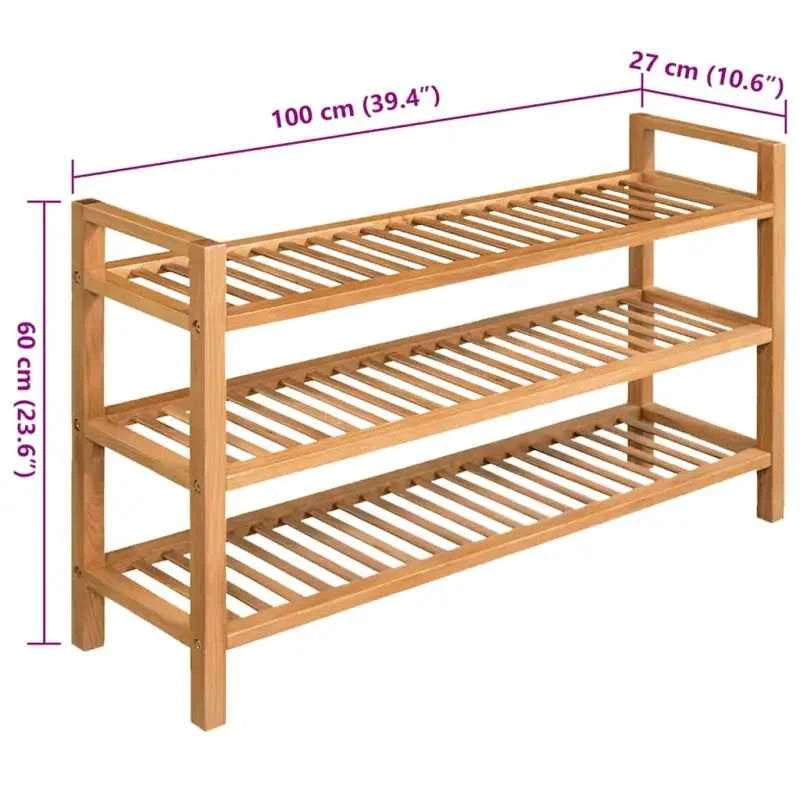 Houten schoenenrek van massief eikenhout met rustieke stijl
