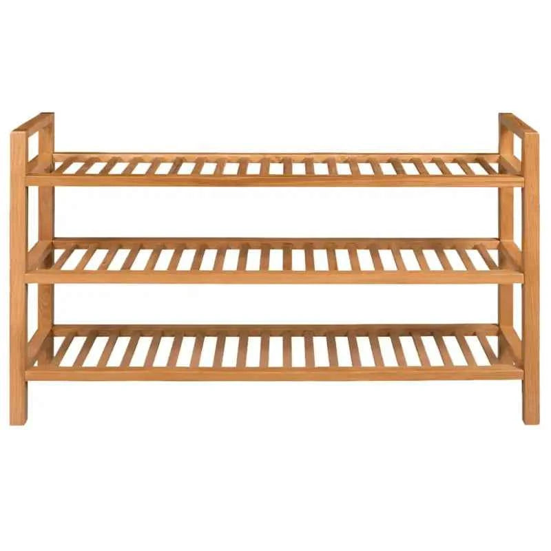 Houten schoenenrek van massief eikenhout met rustieke stijl