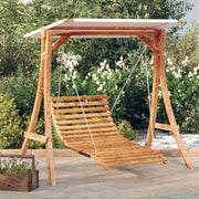 Houten schommelbank met luifel van massief vurenhout met teak afwerking - Schommelbanken