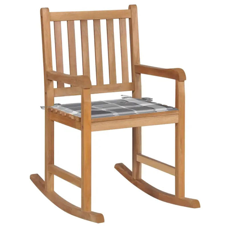 Houten schommelstoel voor binnen en buiten de perfecte keuze fijn geschuurd - Grijs ruitpatroon / 1 - Tuinstoelen