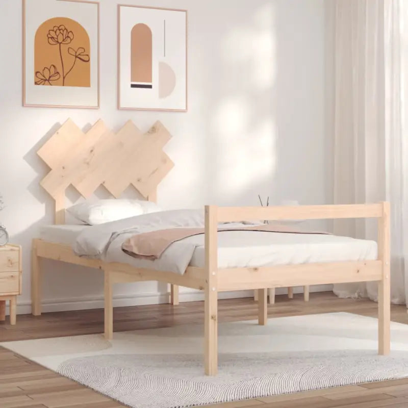 Houten seniorenbed van massief grenenhout voor comfortabele nachtrust - Naturel / 90 x 200 cm - Bedden & bedframes