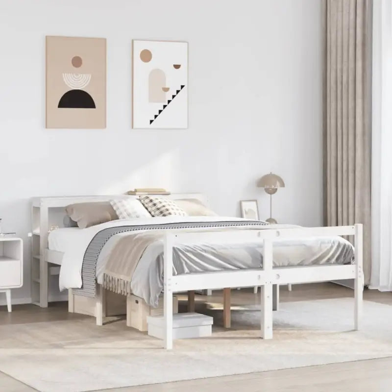Houten seniorenbed van massief grenenhout voor een goede nachtrust - Wit / 150 x 200 cm - Bedden & bedframes