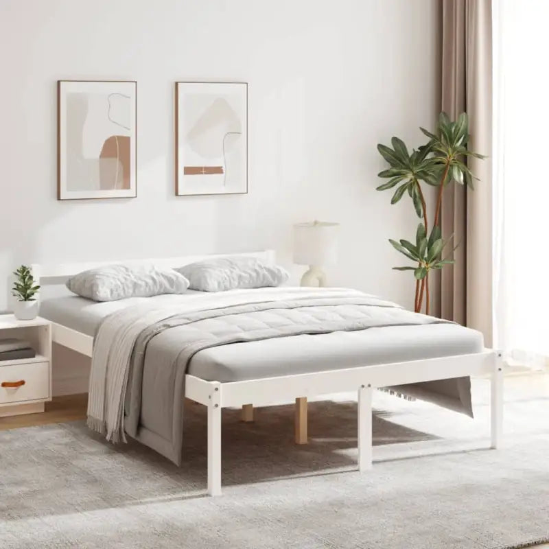 Houten seniorenbed van massief grenenhout voor een goede nachtrust - Wit / 135 x 190 cm - Bedden & bedframes