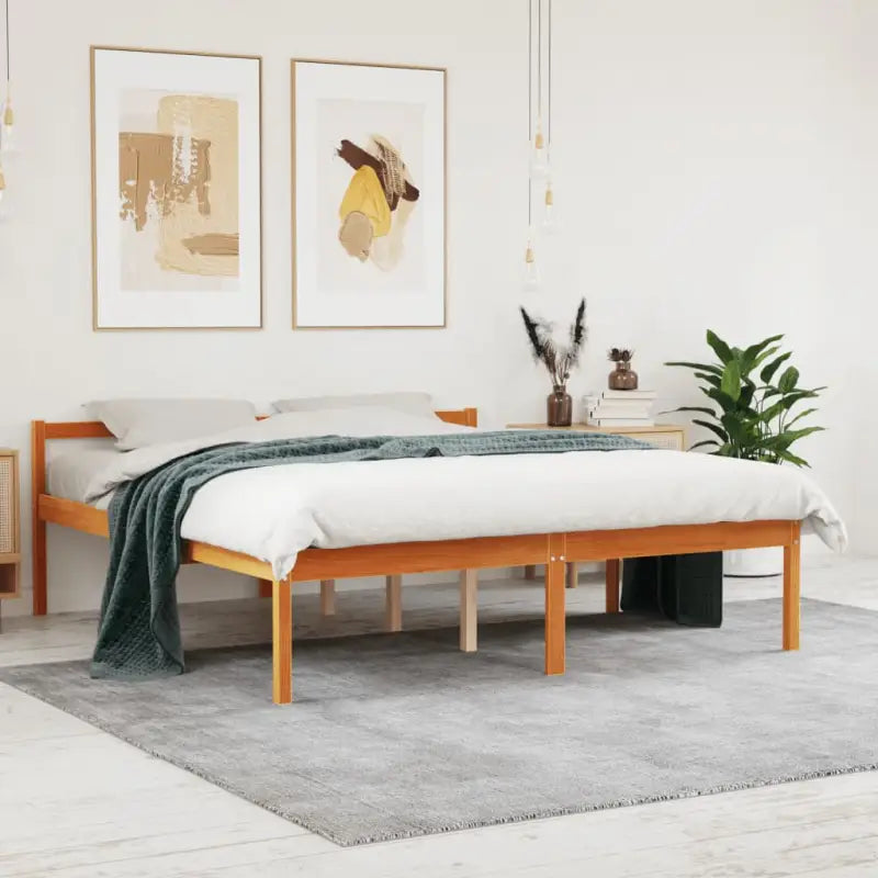 Houten seniorenbed van massief grenenhout voor een goede nachtrust - Wasbruin / 160 x 200 cm - Bedden & bedframes