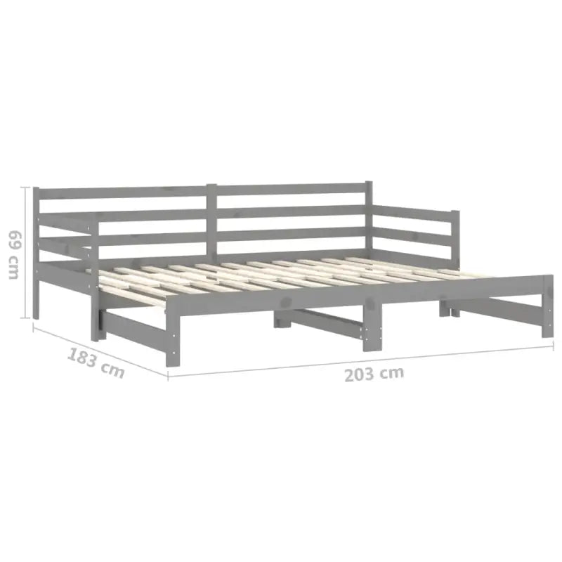 Houten slaapbank van massief grenenhout met comfortabele zithoek - Grijs - Bedden & bedframes