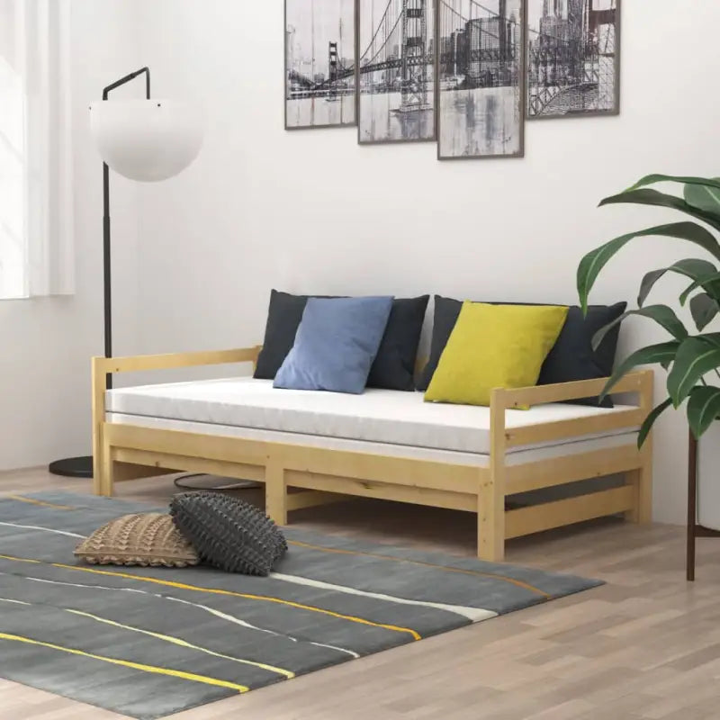 Houten slaapbank van massief grenenhout met praktische afmetingen - Bedden & bedframes