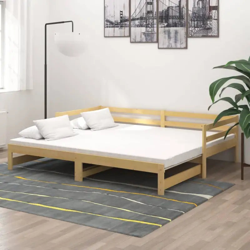 Houten slaapbank van massief grenenhout met praktische afmetingen - Naturel - Bedden & bedframes