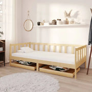 Houten slaapbank van massief grenenhout voor gasten en zithoek - Bruin - Bedden & bedframes