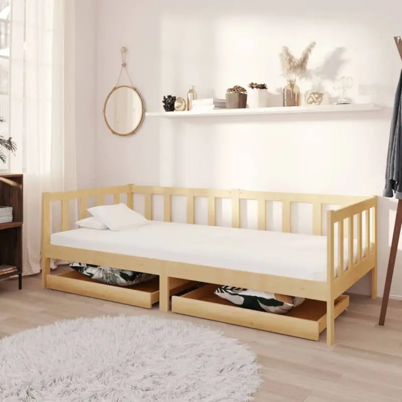 Houten slaapbank van massief grenenhout voor gasten en zithoek - Bruin - Bedden & bedframes