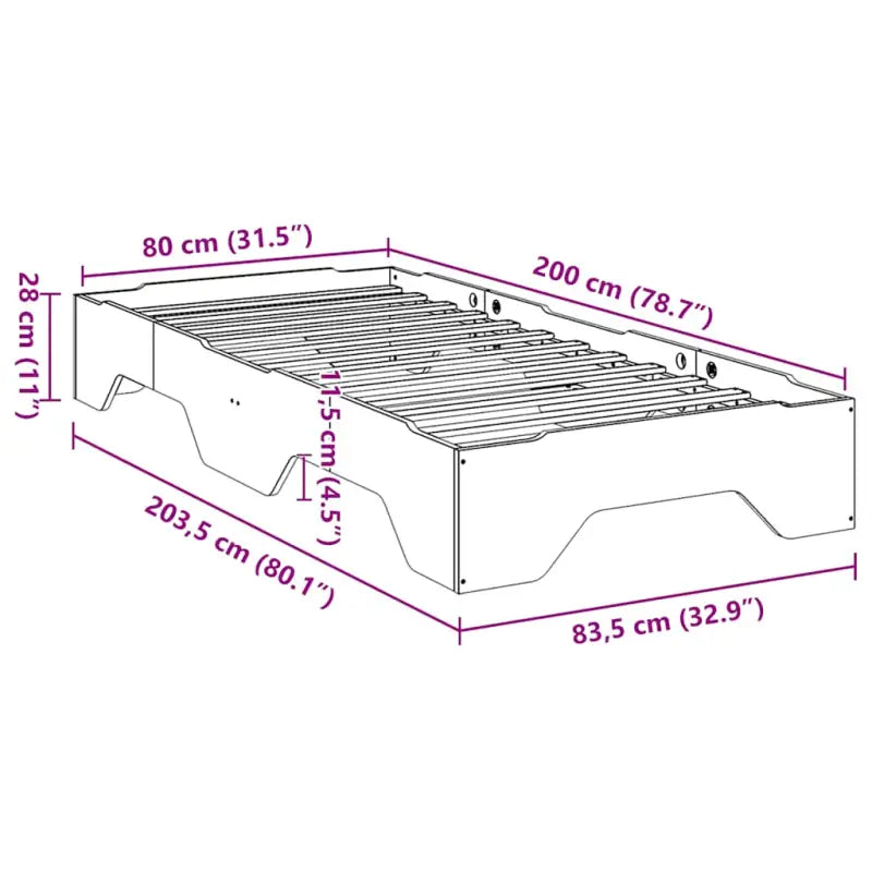 Houten stapelbaar bedframe van massief grenenhout voor twee bedden - Bedden & bedframes