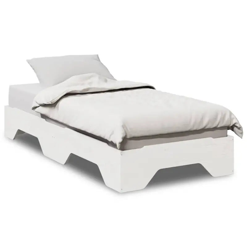 Houten stapelbaar bedframe van massief grenenhout voor twee bedden - Wit / 80 x 200 cm - Bedden & bedframes