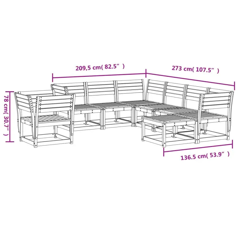 Houten tuin loungeset van massief grenenhout met wasbruin afwerkingen - Tuinsets