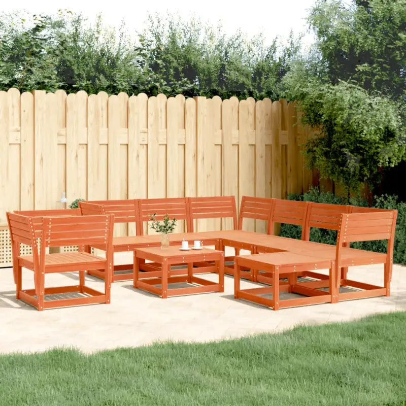 Houten tuin loungeset van massief grenenhout met wasbruin afwerkingen - Tuinsets
