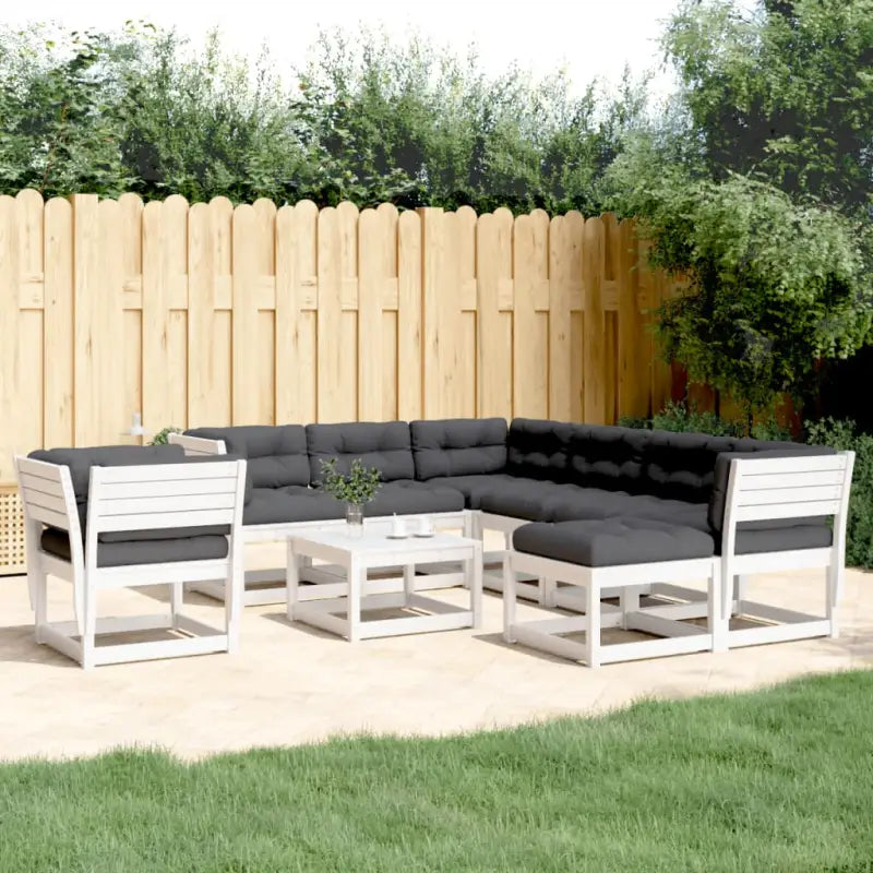 Houten tuin loungeset van massief grenenhout met wasbruin afwerkingen - Wit / met kussens - Tuinsets