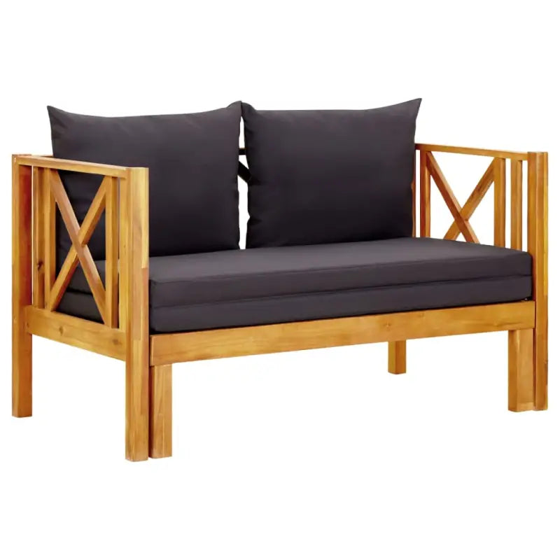 Houten tuinbank van massief acaciahout voor binnen en buiten - Donkergrijs / 122 cm / 1 - Tuinbanken